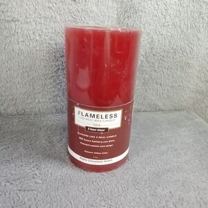 Inglow Flameless LED Real Wax Candle 6 inch Apple Cinnamon Red 5 Hour Timer